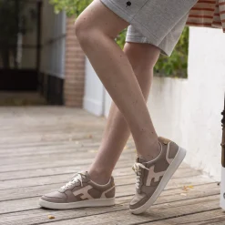 Baskets Beige Fonce & Rose Clair