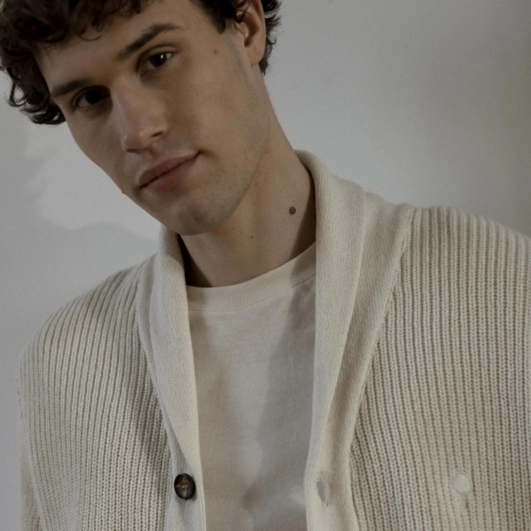 Cardigan Col Chale Ecru