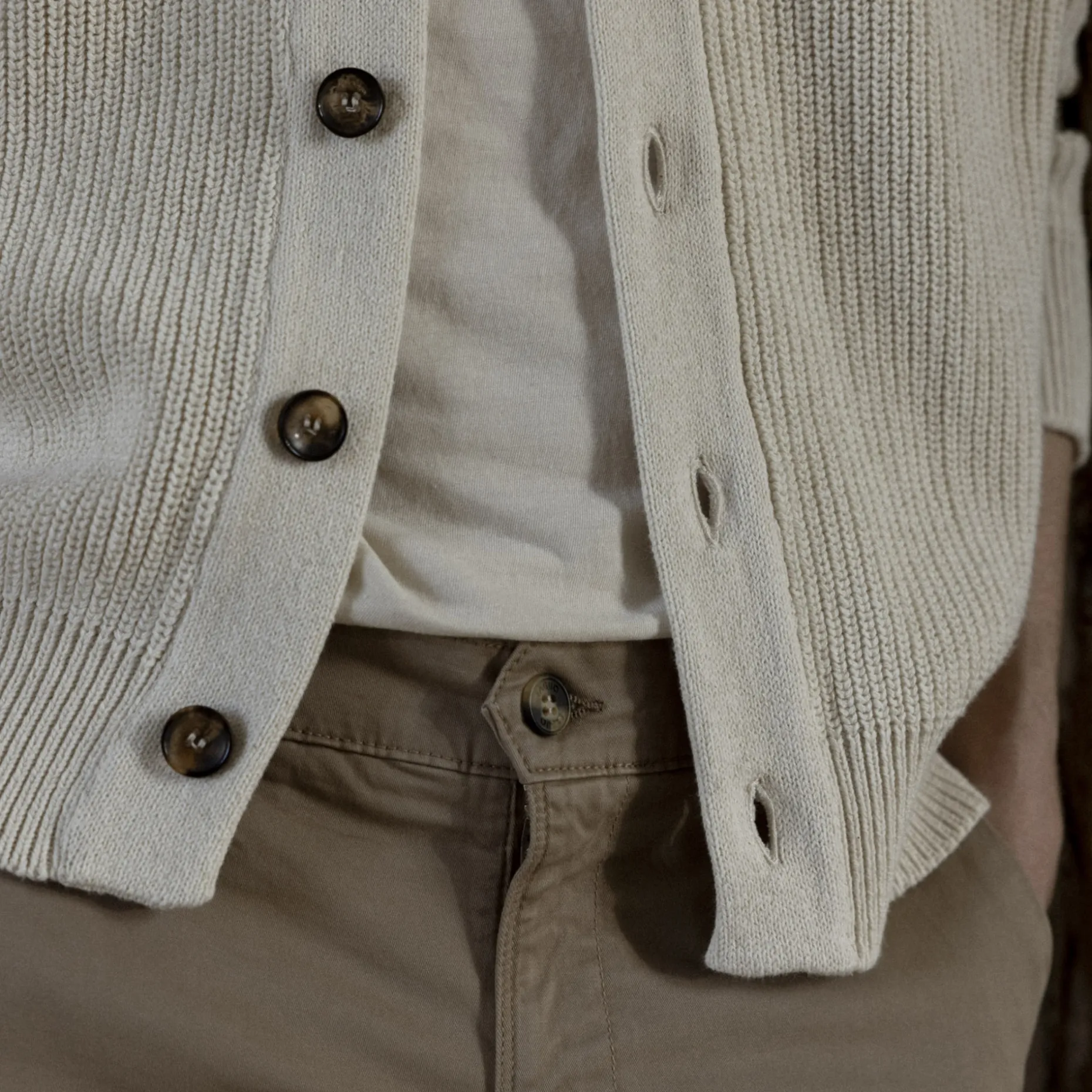 Cardigan Col Chale Ecru