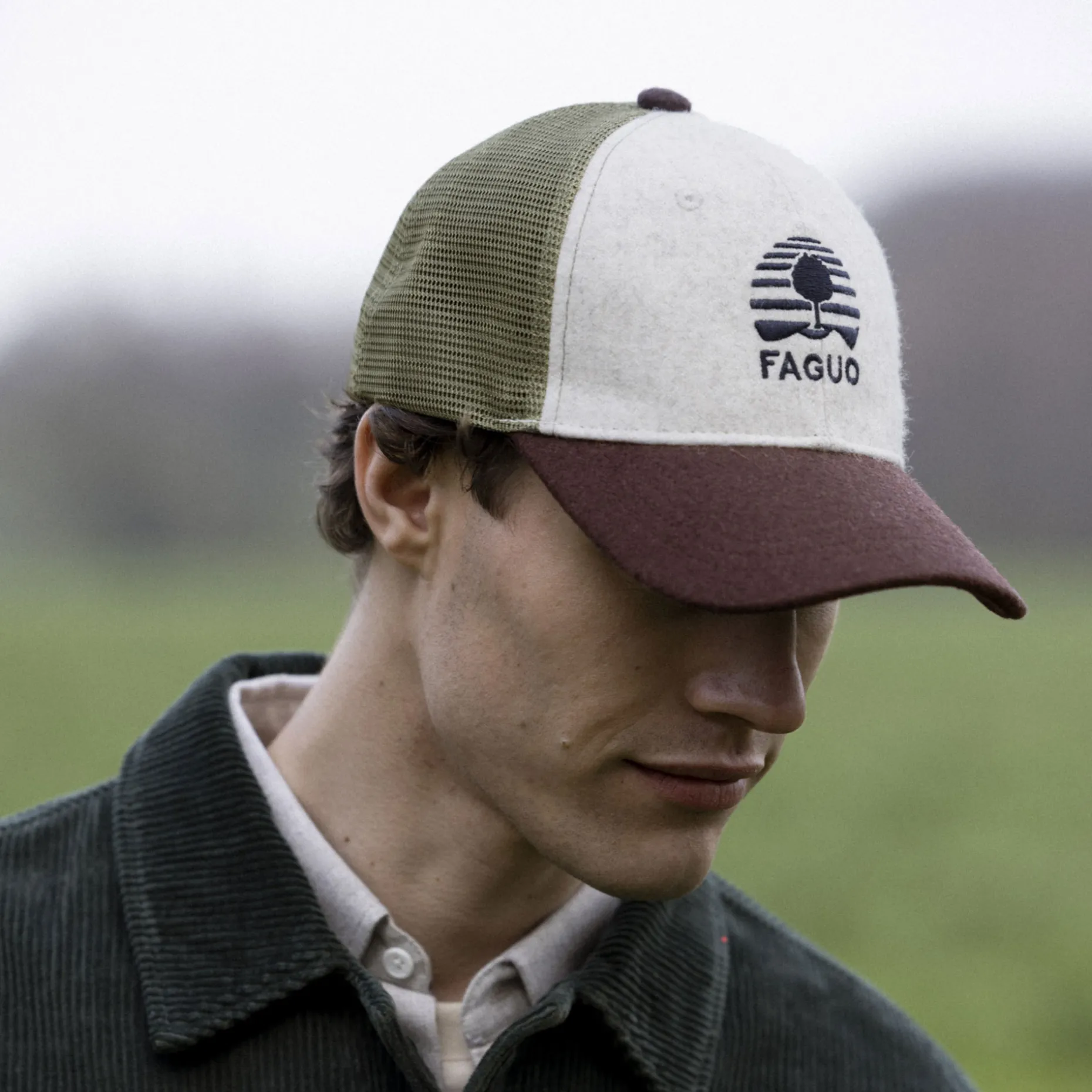 Casquette Bordeaux & Vert Fonce