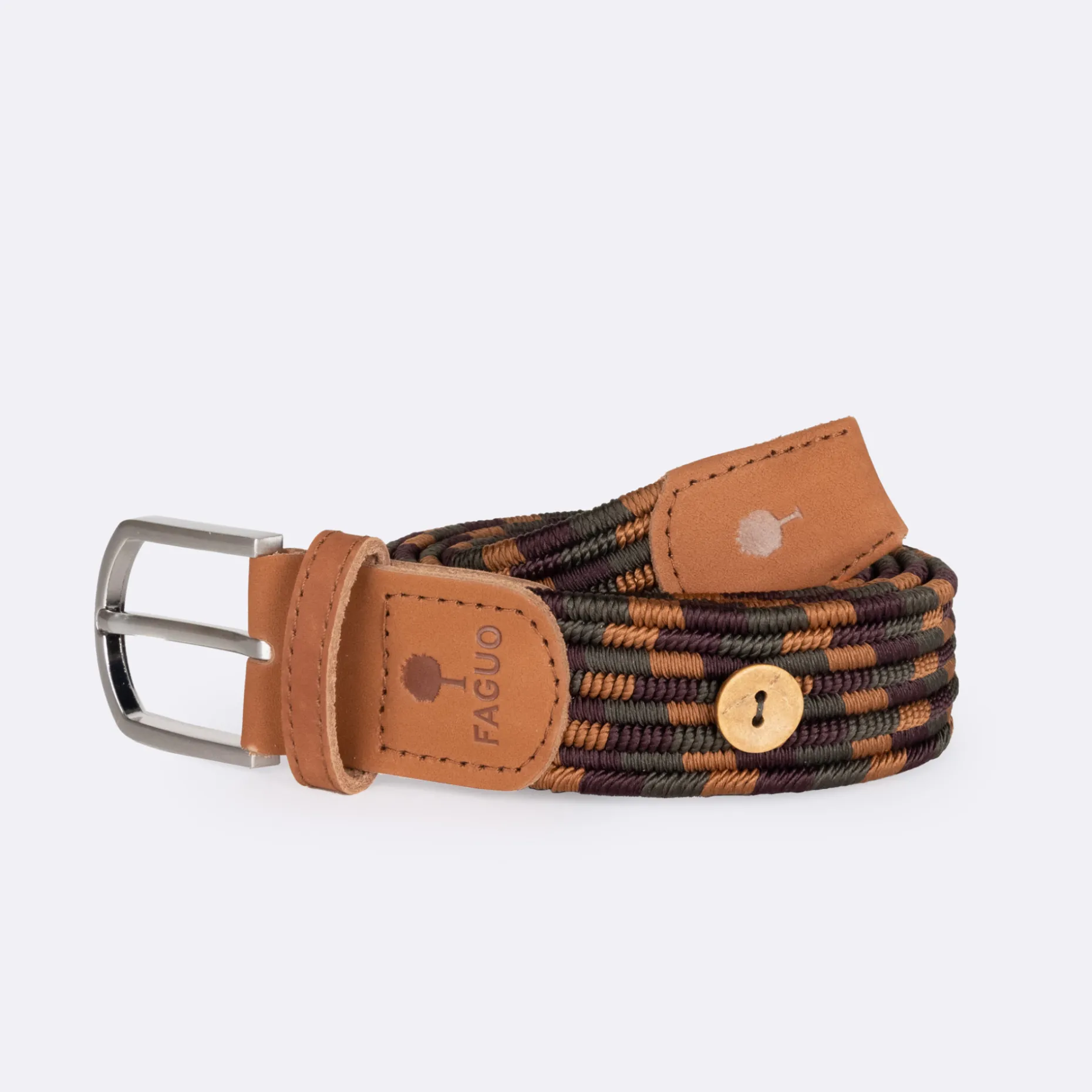 Ceinture Bordeaux & Camel