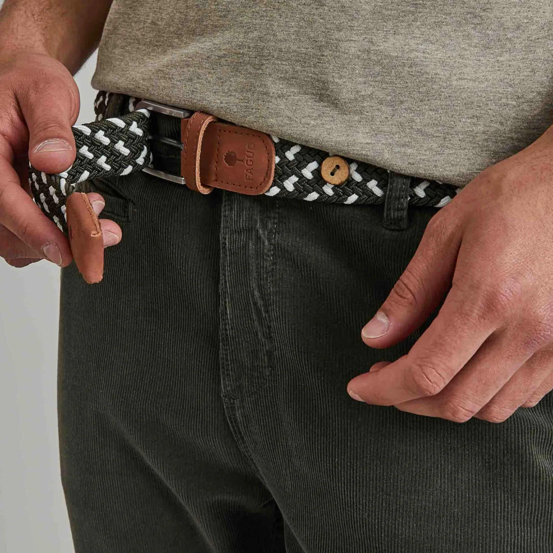 Ceinture En Polyester Recycle Et Elasthanne Vert & Ecru - Modele Belt