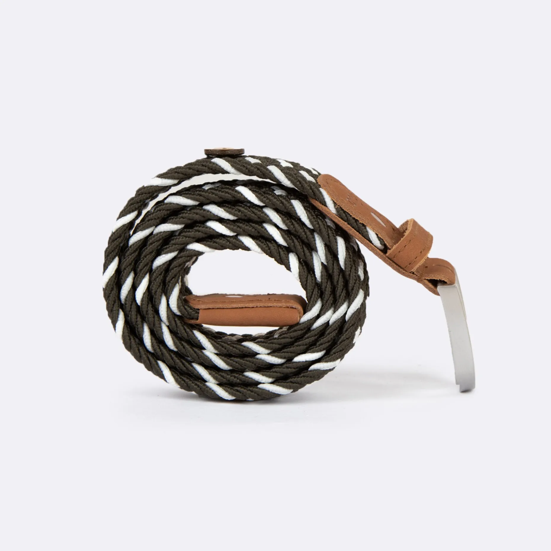 Ceinture En Polyester Recycle Et Elasthanne Vert & Ecru - Modele Belt