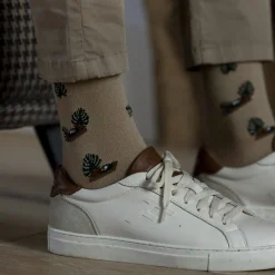 Chaussettes Beige & Vert Fonce