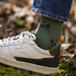 Chaussettes Beige & Vert Fonce