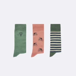 Chaussettes Rose & Vert Fonce