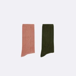 Chaussettes Vert Fonce & Rose