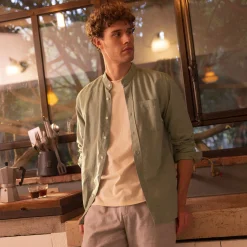 Chemise Col Mao Vert Clair