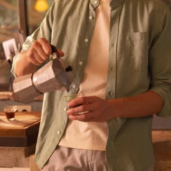 Chemise Col Mao Vert Clair