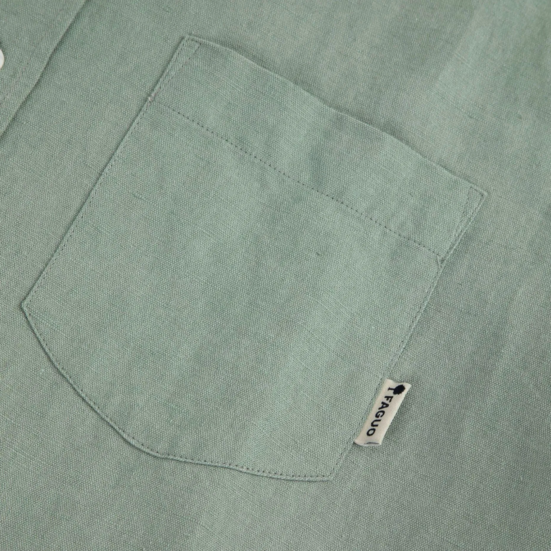 Chemise Col Mao Vert Clair