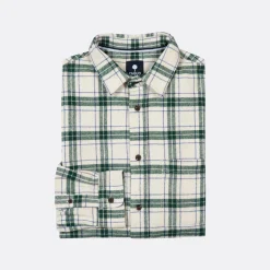 Chemise Ecru A Carreaux Verts