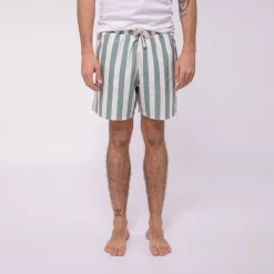 Maillot De Bain Ecru Raye Vert