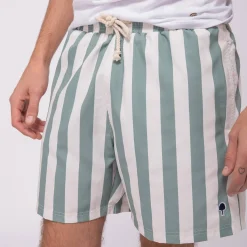 Maillot De Bain Ecru Raye Vert