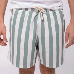 Maillot De Bain Ecru Raye Vert