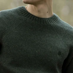 Pull Col Boutonne Vert