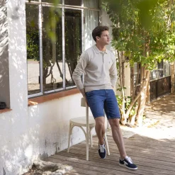 Pull Col Polo Beige Chine