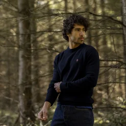 Pull Col Rond Bleu Marine