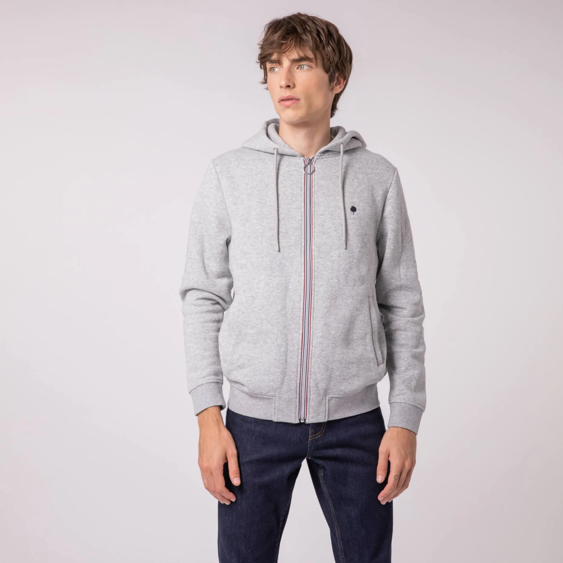 Sweat A Capuche Gris Chine