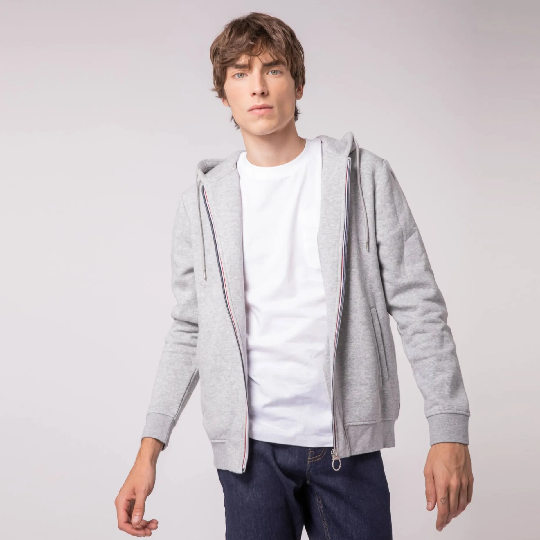 Sweat A Capuche Gris Chine