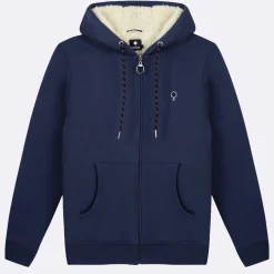 Sweat A Capuche Sherpa Bleu Marine