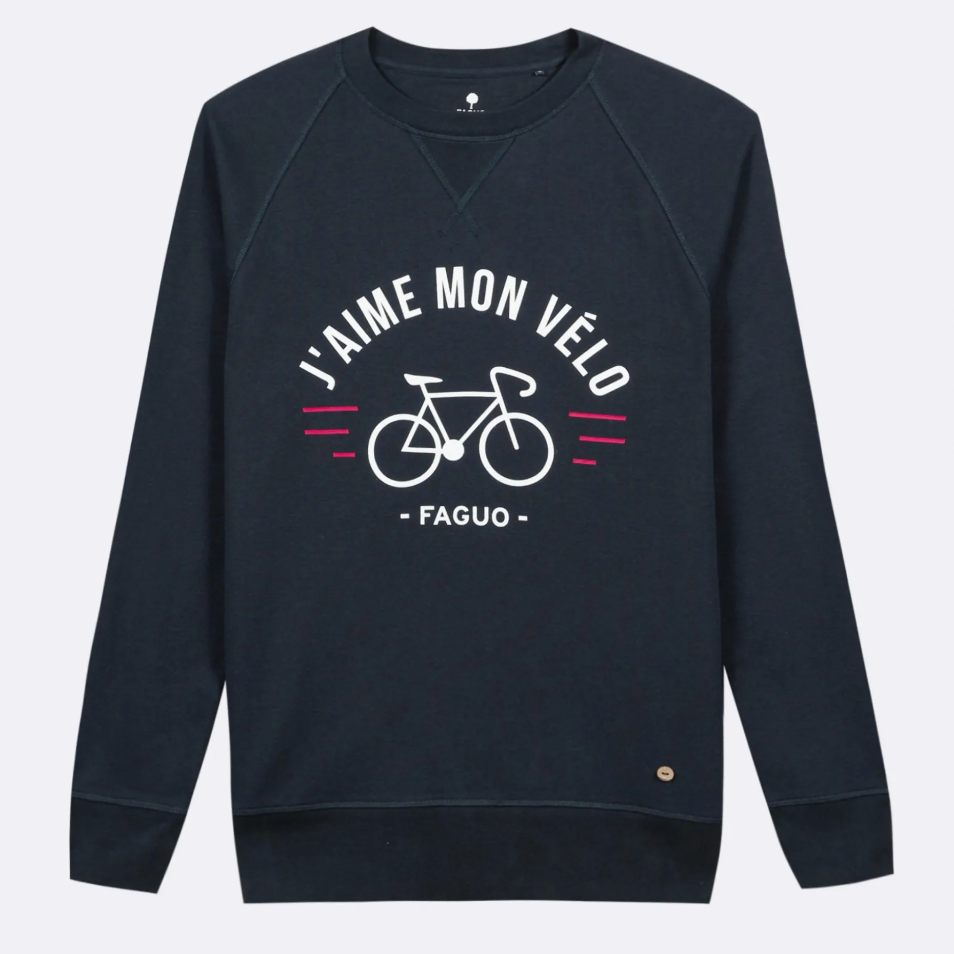 Sweat Col Rond Bleu Marine J'Aime Mon Velo