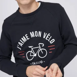 Sweat Col Rond Bleu Marine J'Aime Mon Velo