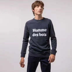 Sweat Col Rond Bleu Marine Homme De Bois