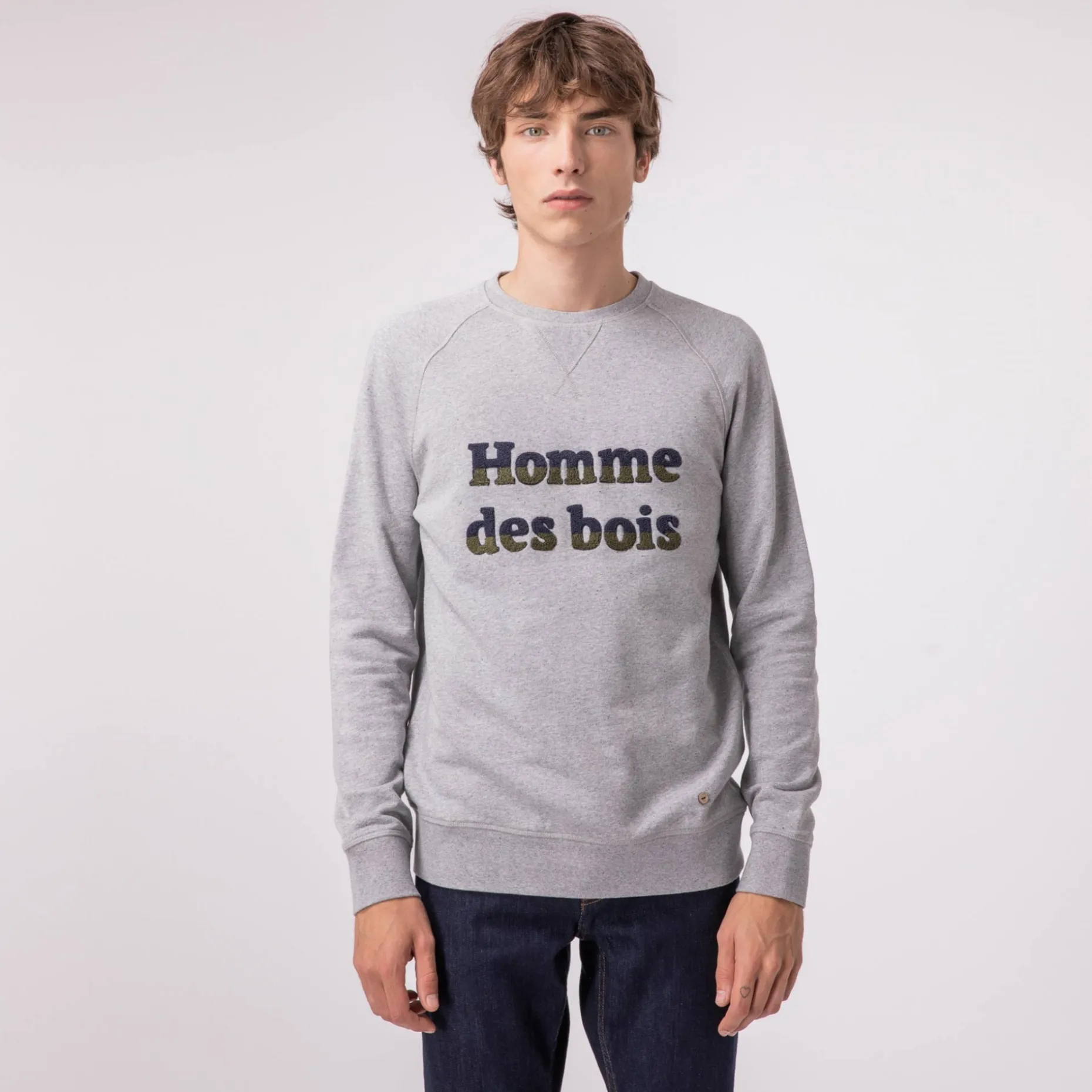 Sweat Col Rond Gris Chine Homme Des Bois