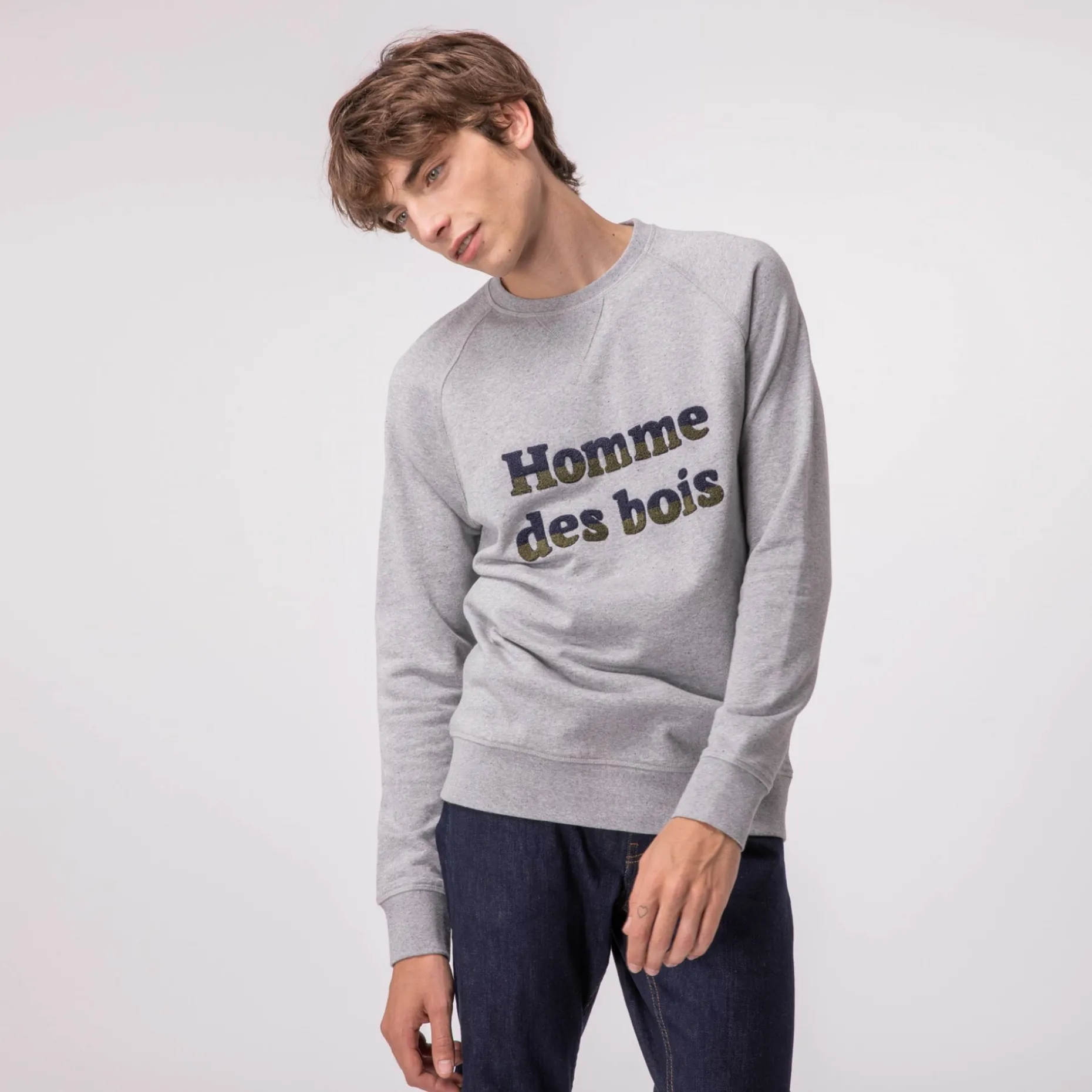 Sweat Col Rond Gris Chine Homme Des Bois