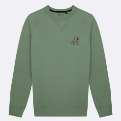 Sweat Col Rond Vert Broderie Velo