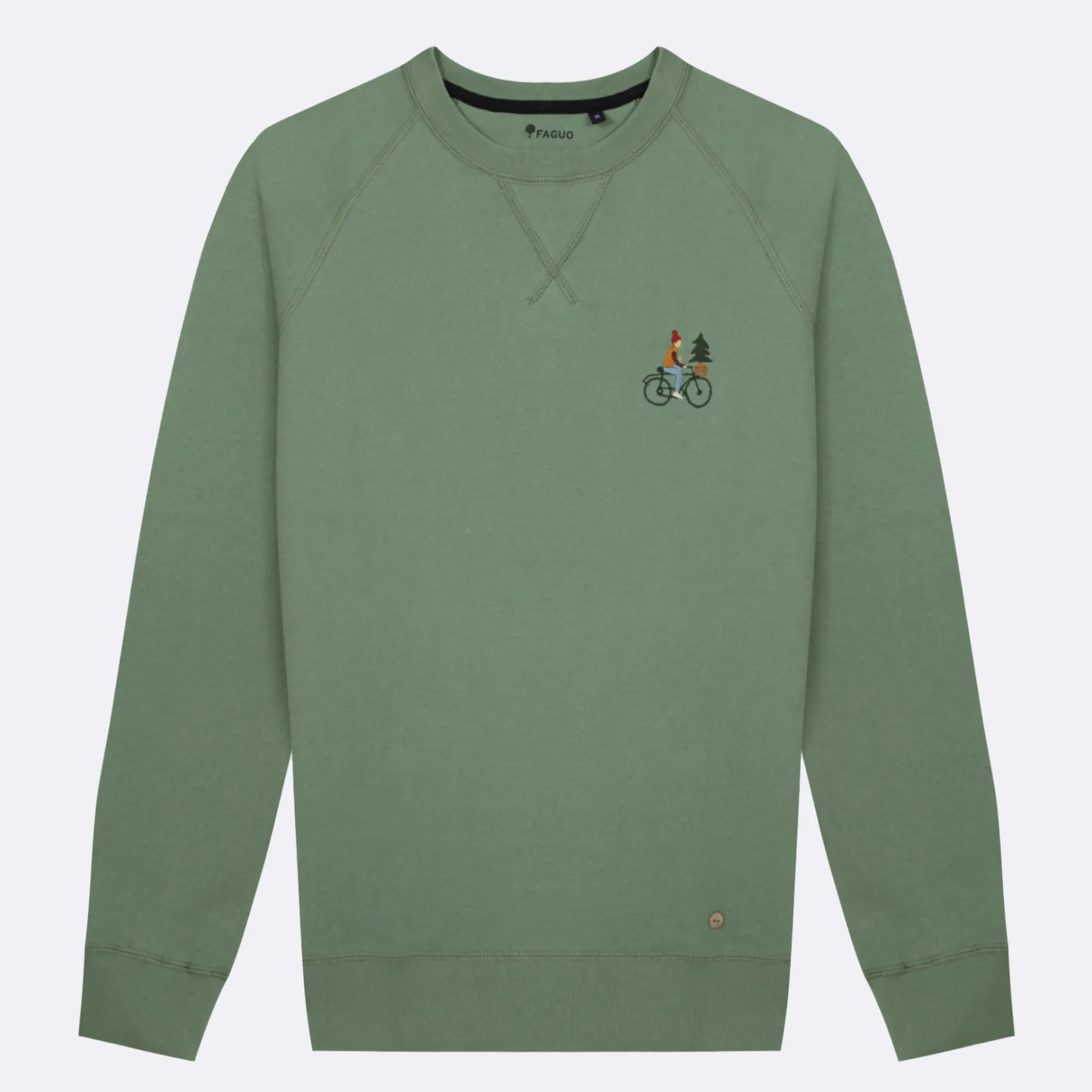 Sweat Col Rond Vert Broderie Velo