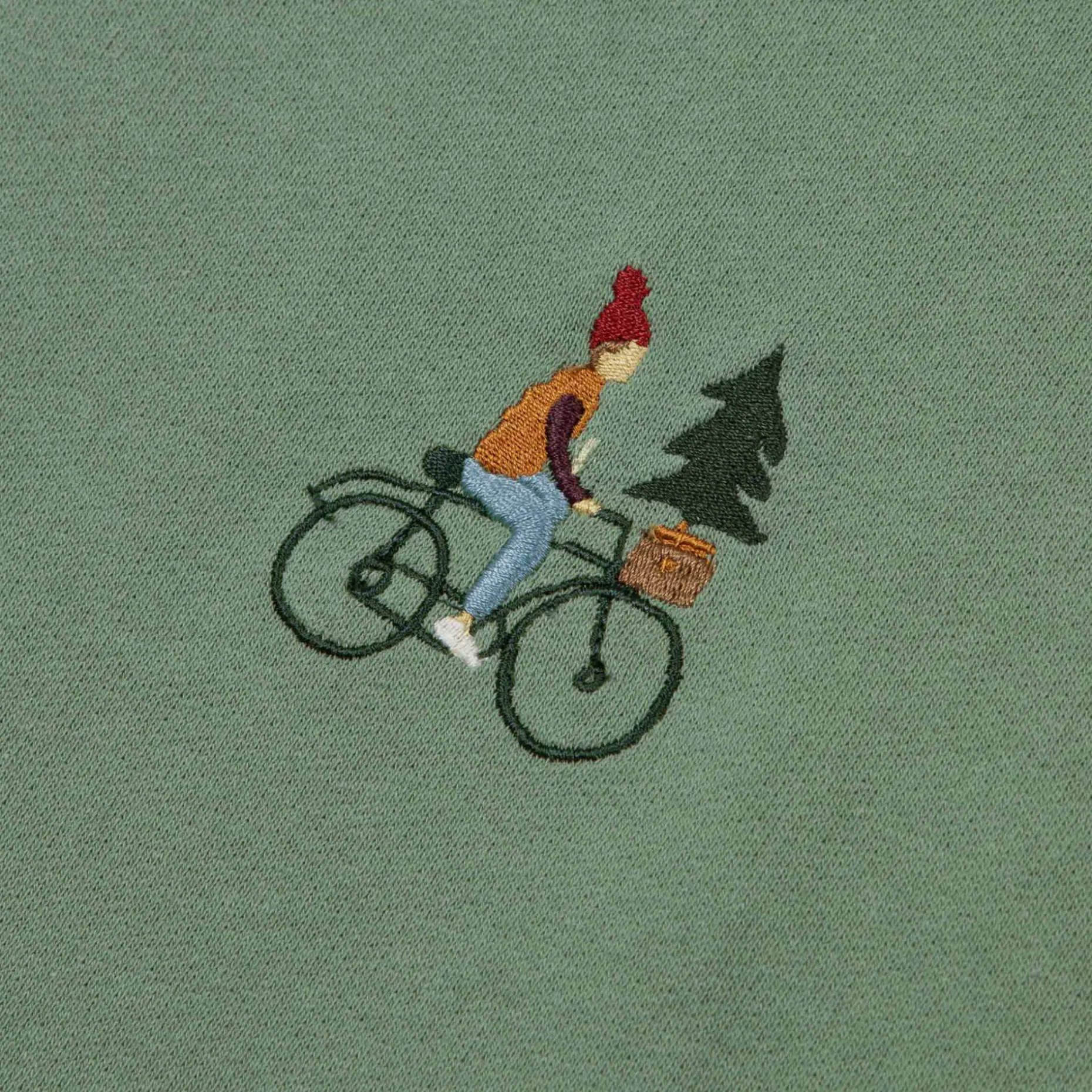 Sweat Col Rond Vert Broderie Velo