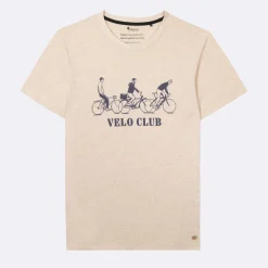 T-Shirt Col Rond Beige Chine Velo Club