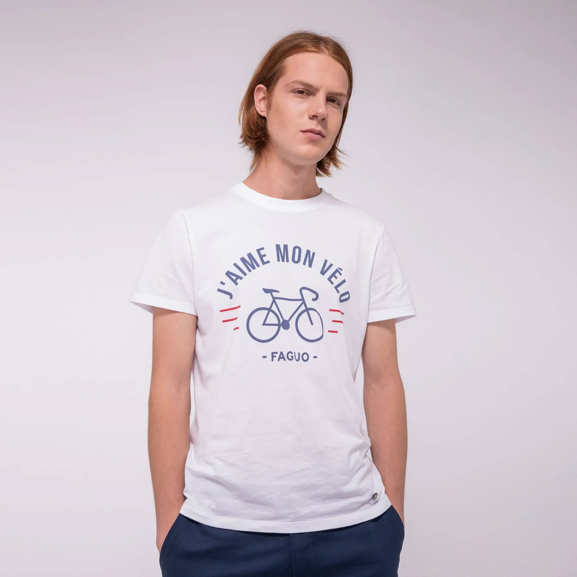 T-Shirt Col Rond Blanc J'Aime Mon Velo