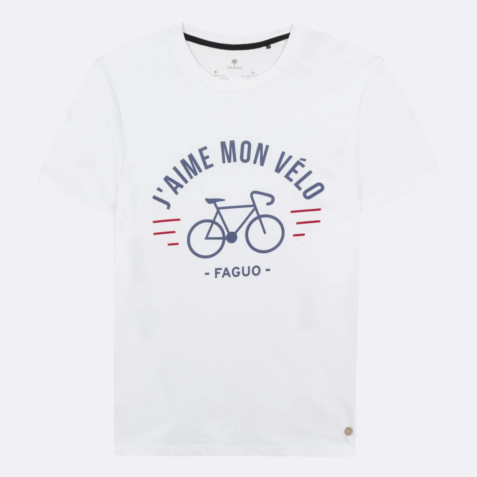 T-Shirt Col Rond Blanc J'Aime Mon Velo