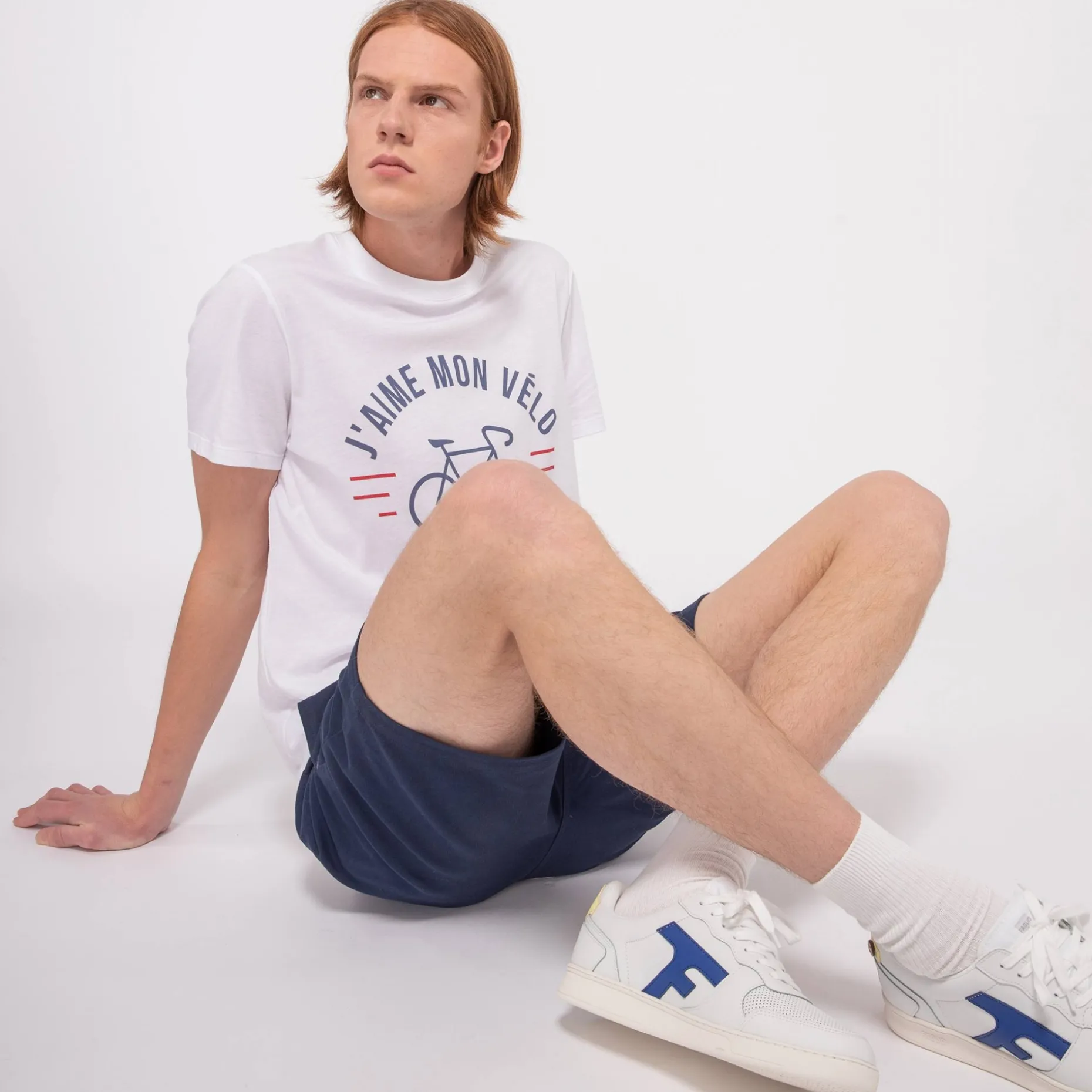 T-Shirt Col Rond Blanc J'Aime Mon Velo