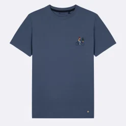 T-Shirt Col Rond Bleu Broderie Velo