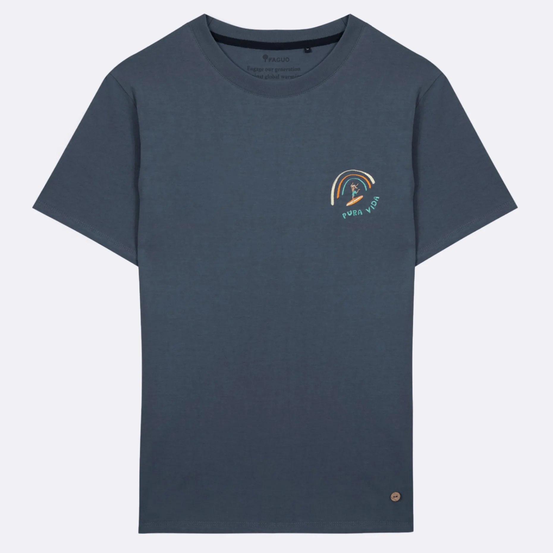 T-Shirt Col Rond Bleu Delave Pura Vida