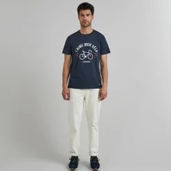 T-Shirt Col Rond Bleu Marine J'Aime Mon Velo