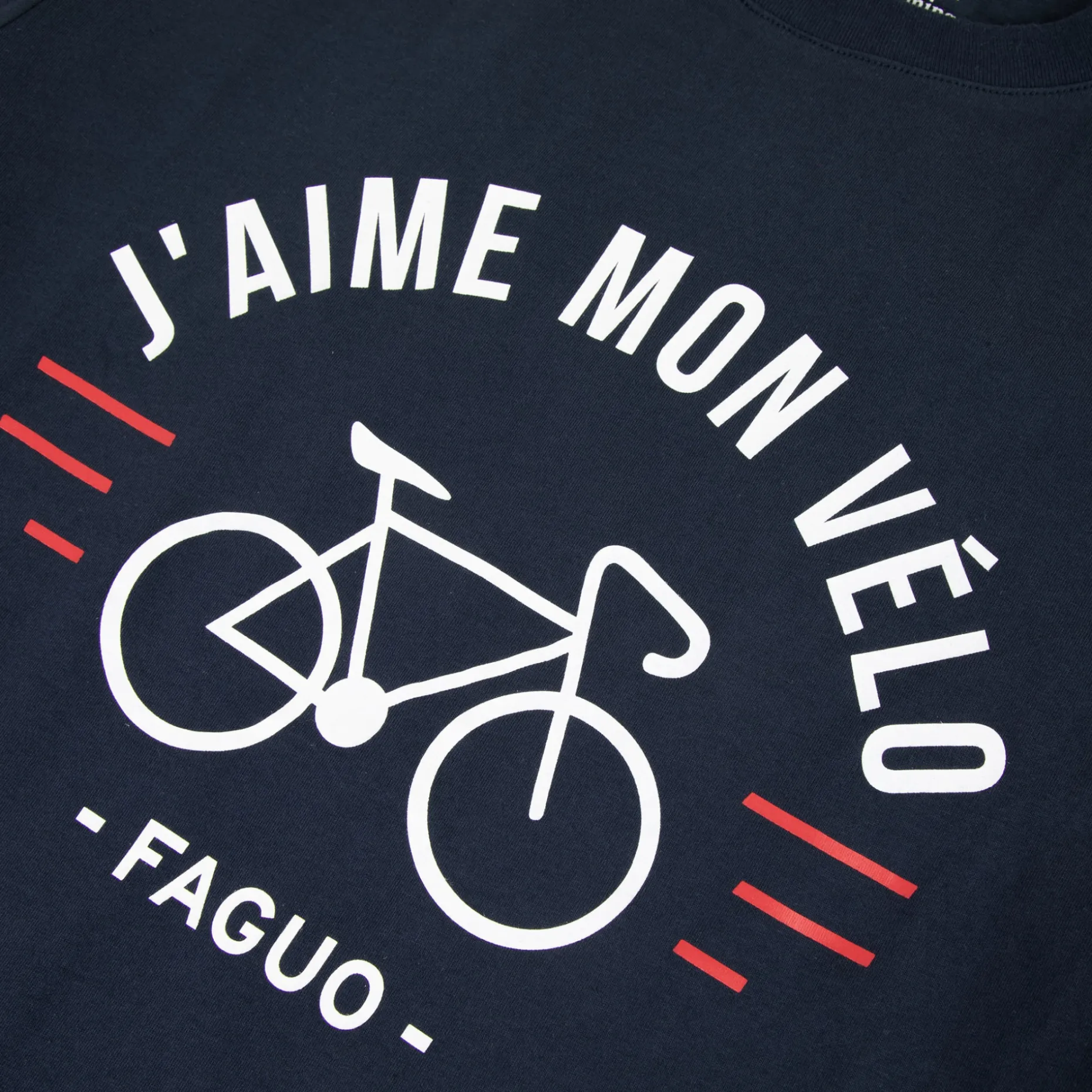 T-Shirt Col Rond Bleu Marine J'Aime Mon Velo