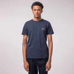 T-Shirt Col Rond Bleu Marine Brode Velo