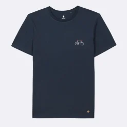 T-Shirt Col Rond Bleu Marine Brode Velo