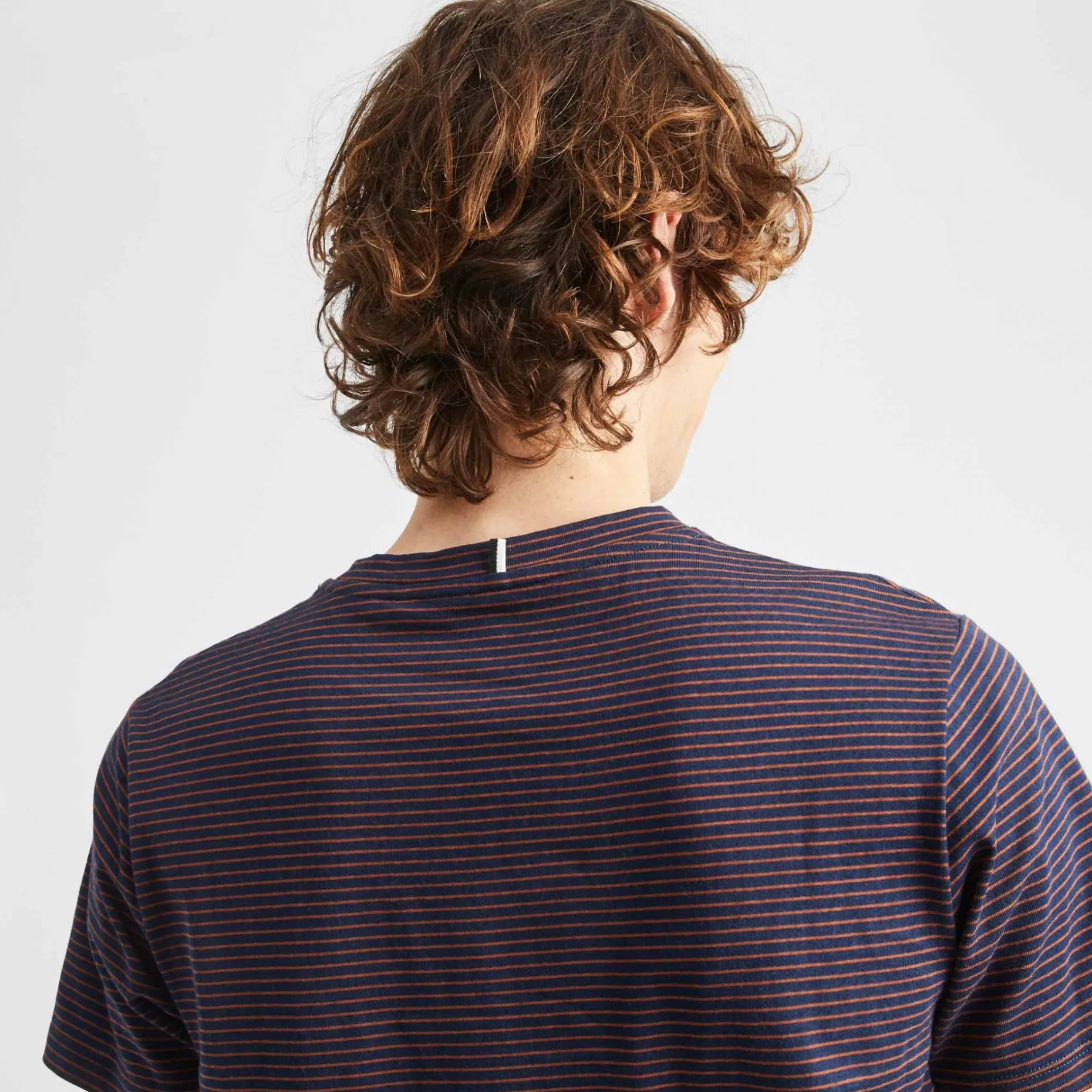 T-Shirt Col Rond Bleu Marine & Camel