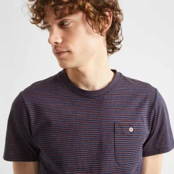 T-Shirt Col Rond Bleu Marine & Camel