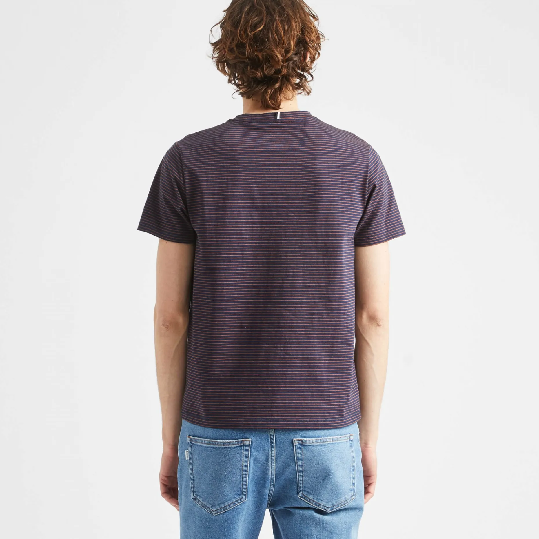 T-Shirt Col Rond Bleu Marine & Camel