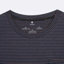 T-Shirt Col Rond Bleu Marine & Camel