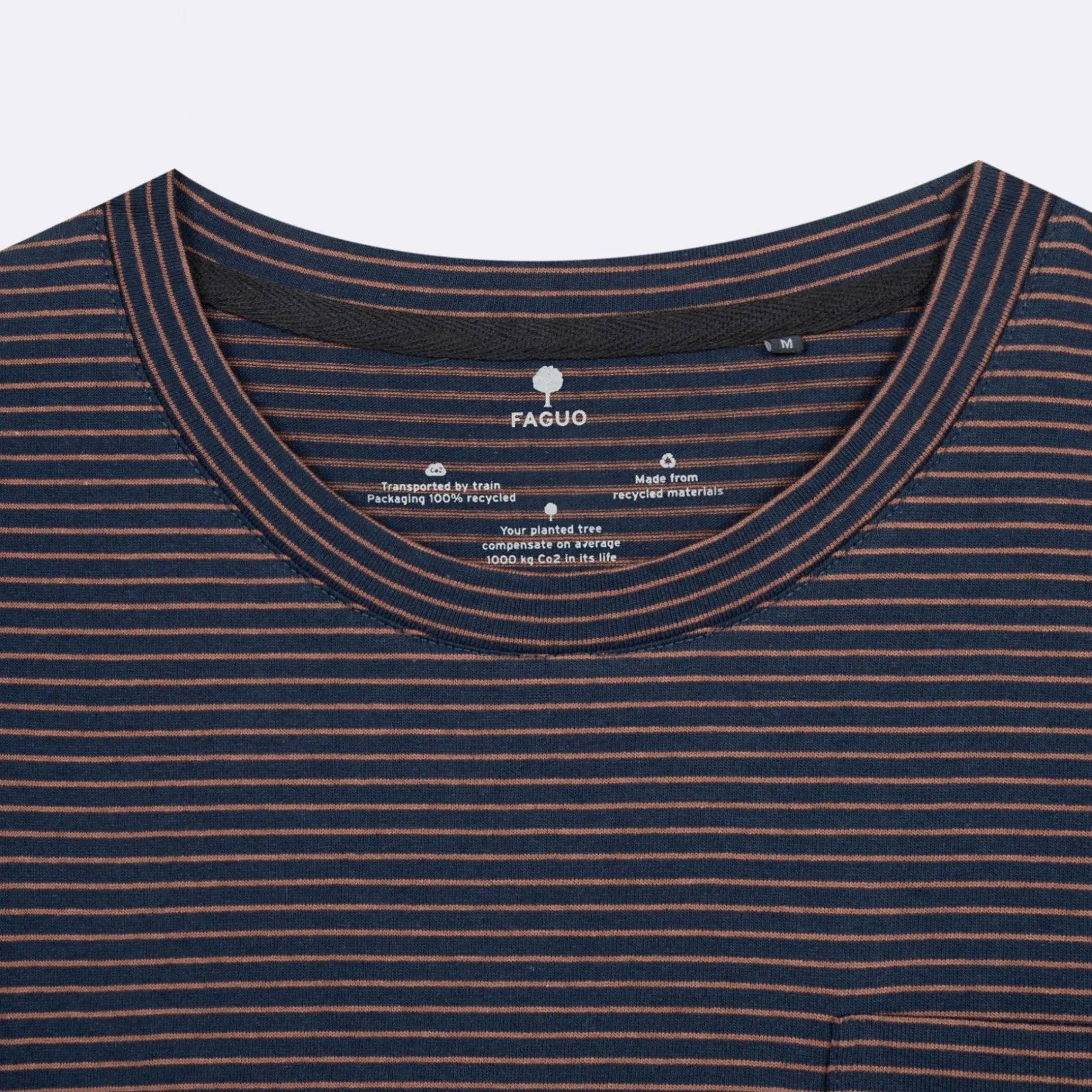 T-Shirt Col Rond Bleu Marine & Camel