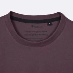 T-Shirt Col Rond Bordeaux Fonce Broderie Velo