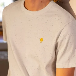 T-Shirt Col Rond Ecru & Multicolore