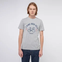 T-Shirt Col Rond Gris Chine J'Aime Mon Velo